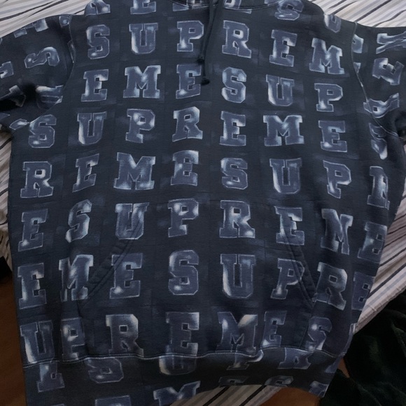 supreme navy blocked hoodie - Picture 1 of 3